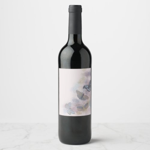 Alcohol Ink Butterflies Wine Label