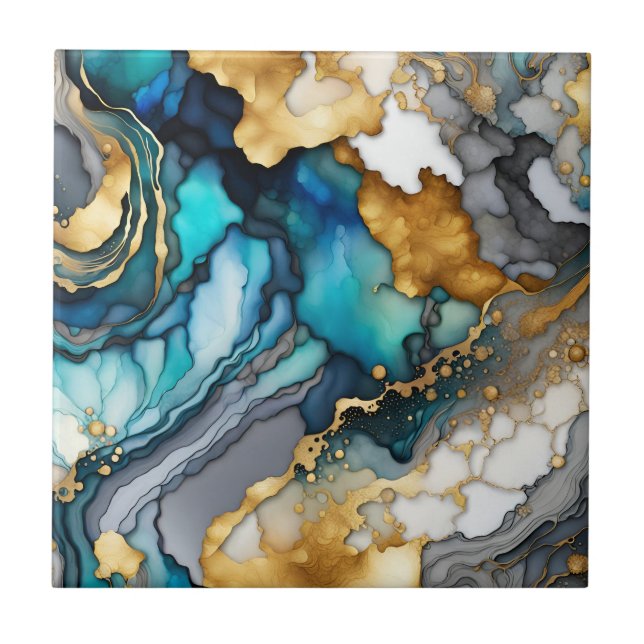 Alcohol Ink Ceramic Tile (Front)