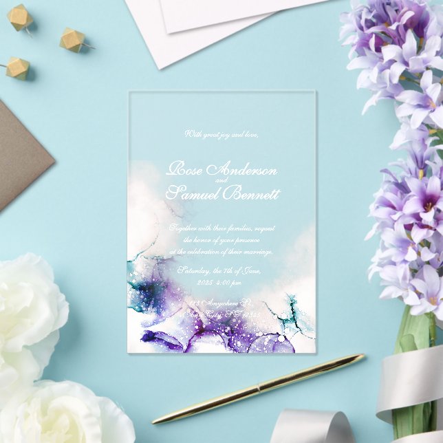 Alcohol Ink Chic Wedding Acrylic Invitation (Insitu (Wedding))