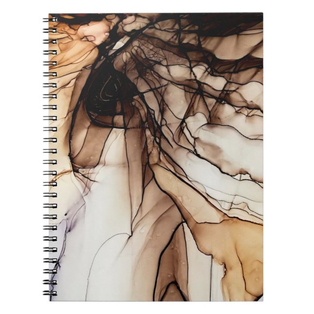 Alcohol Ink Color. Gray Handmade Marble Texture. G Notebook (Front)