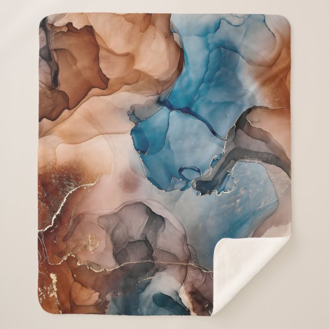 Alcohol ink colors translucent. Abstract multicolo Sherpa Blanket (Front)