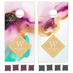 Alcohol Ink Cornhole Set