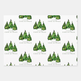 Alcohol Ink Design Christmas Tree Gift Wrap