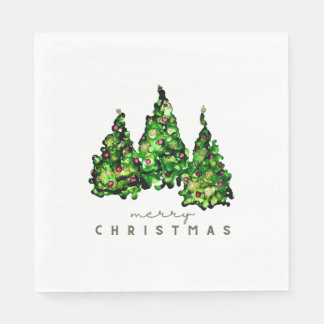 Alcohol Ink Design Christmas Tree Holiday Napkins