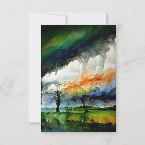 Alcohol Ink Digital Art Rainstorm Rainbow Thank You Card