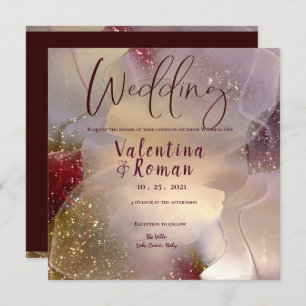 Alcohol & Ink Elegant Wedding Invitation