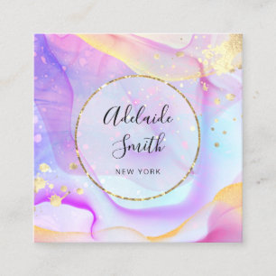 alcohol ink faux gold foil details square business square business card
