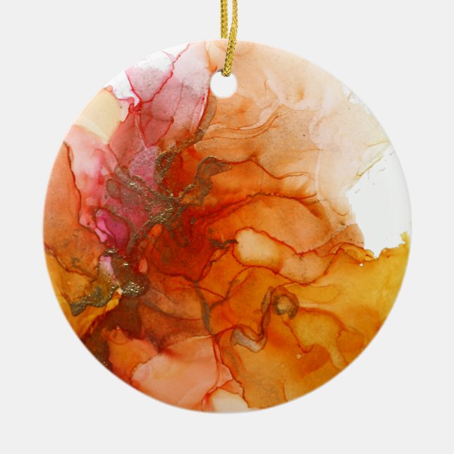 Alcohol Ink Fire Ornament (Front)