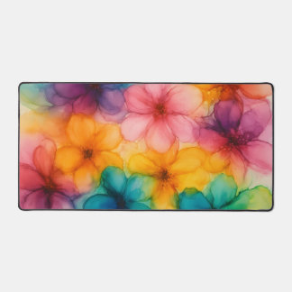 Alcohol Ink Flowers Desk Mat