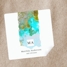 Alcohol Ink Glitter Graphic Artist Studio Monogram