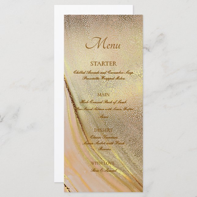 Alcohol Ink Gold Elegant Flat Menu (Front/Back)