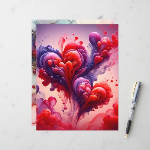 Alcohol Ink Hearts and Flowers Scrapbook Paper