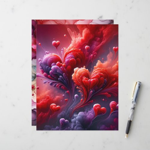 Alcohol Ink Hearts and Flowers Scrapbook Paper