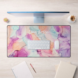 Alcohol Ink in Pastel Colors Pattern Personalized Desk Mat