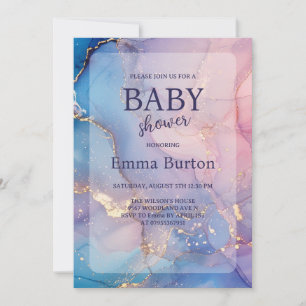 Alcohol Ink Marble Baby Shower Invitation