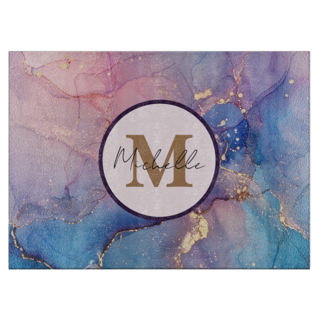 Alcohol Ink Marble Effect Abstract Cutting Board (Front)