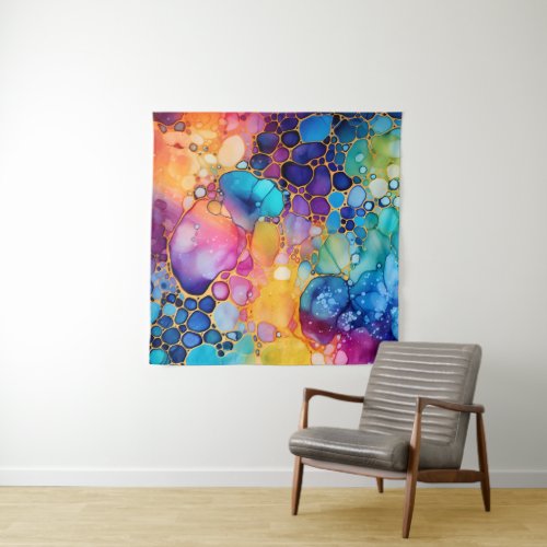 Alcohol ink modern watercolors background tapestry