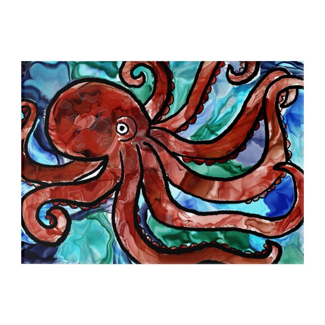 Alcohol Ink Octopus Acrylic Print (Front)
