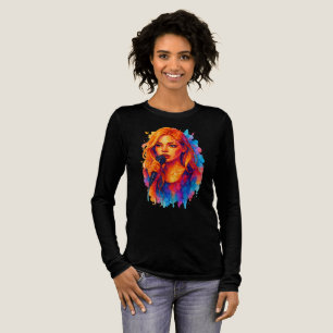 Alcohol Ink Portrait of a Young Female Singer Tri-Blend Shirt