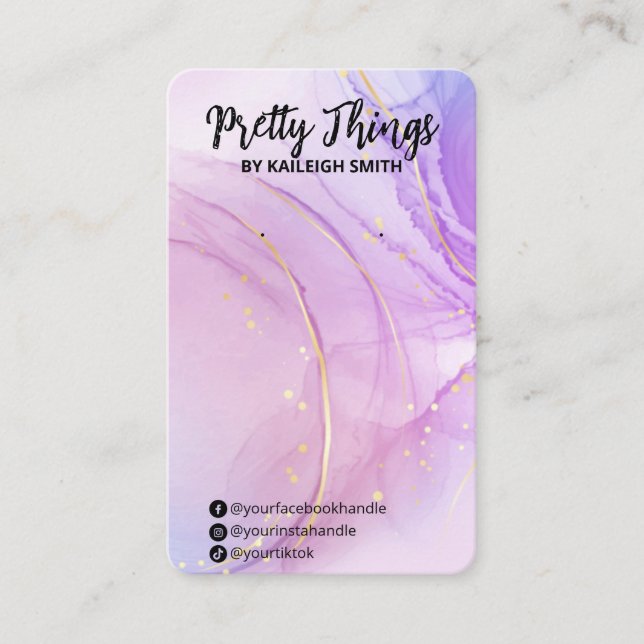 Alcohol Ink Purple Earring Display Cards (Front)