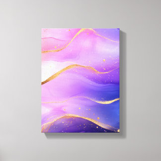 alcohol ink purple gold art canvas print