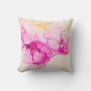 Alcohol ink sea texture. Contemporary art. Spots o Throw Pillow