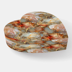 Alcohol Ink Shell Heart Shaped Paperweight