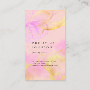 alcohol ink splashes on pink blush business card