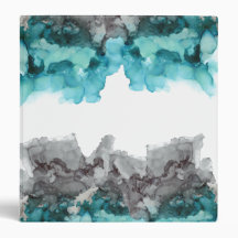 Alcohol ink teal and gray notebook binder.
