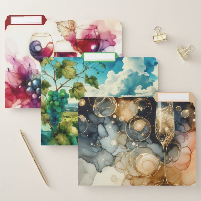 Alcohol-Related Alcohol Ink File Folders (Set)