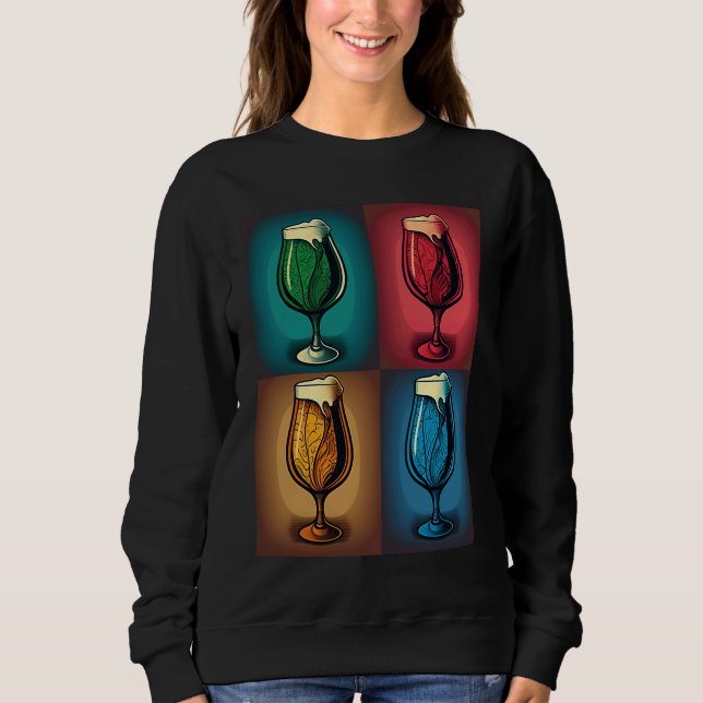 Alcoholic Drinks Enthusiast Pop Style Glasses Of B Sweatshirt (Front)