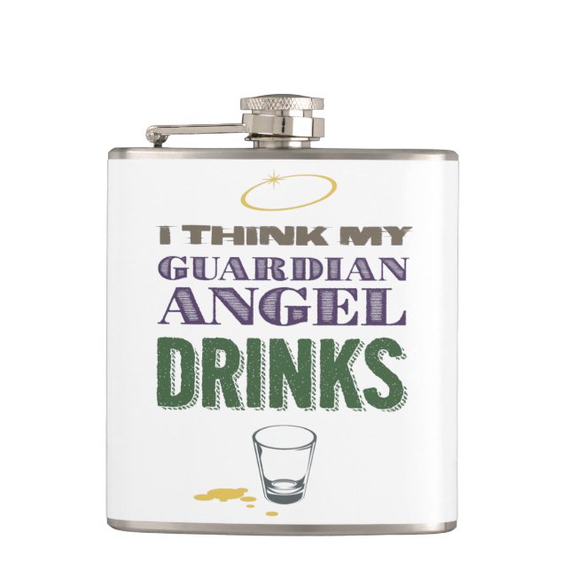Alcoholic Guardian Angel Hip Flask (Front)