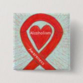 Drug Recovery Awareness Red Heart Ribbon Soft Button Pin Brooch