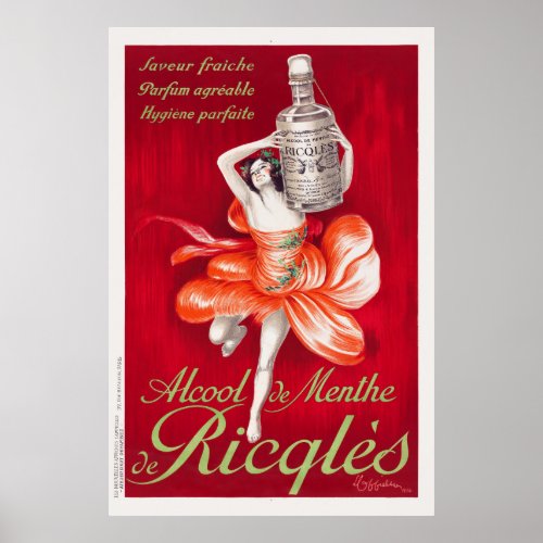 Alcool de menthe de Ricqls Vintage Poster 1924