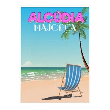Alcúdia Majorca beach travel poster Acrylic Wall Art Alcúdia Majorca beach travel poster Acrylic Wall Art