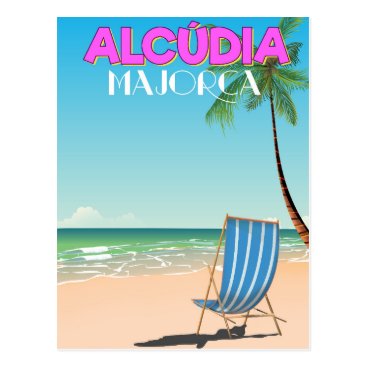 Alcúdia Majorca beach travel poster Postcard Alcúdia Majorca beach travel poster Postcard