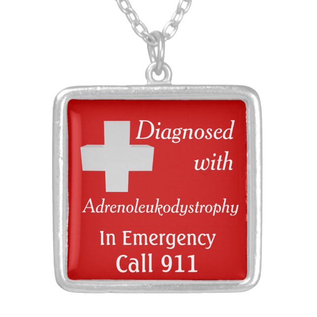 ALD Adrenoleukodystrophy Diagnosed Silver Plated Necklace (Front)