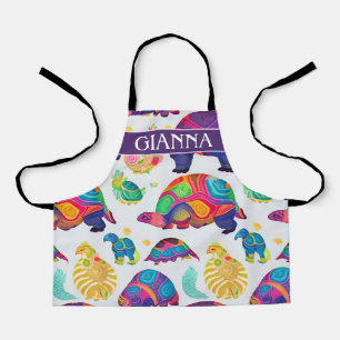 Aldabra Tortoise Rainbow Colorful Pattern Apron