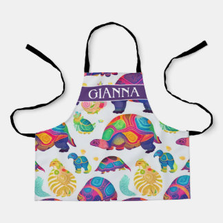 Aldabra Tortoise Rainbow Colorful Pattern Apron