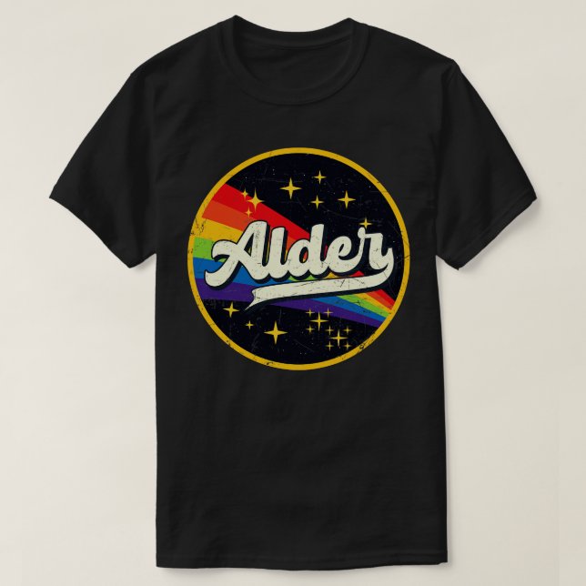 Alder Rainbow In Space Vintage GrungeStyle T-Shirt (Design Front)