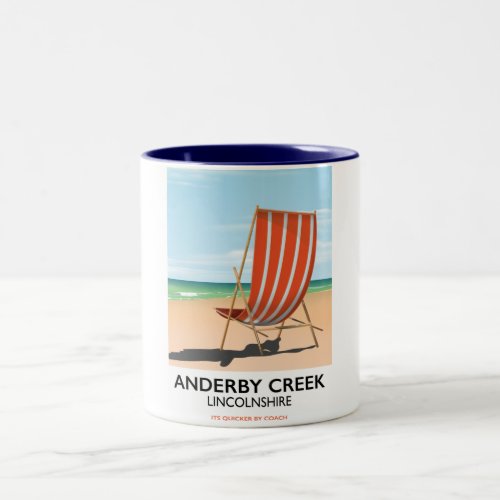 Alderby seaside travel poster Two_Tone coffee mug