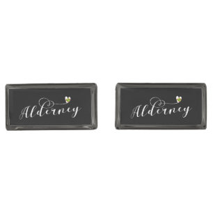 Alderney Flag Heart, Channel Islands Cufflinks