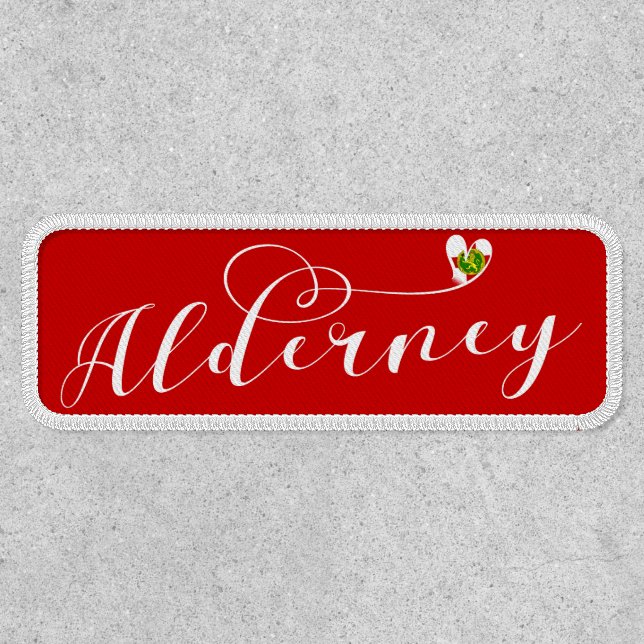 Alderney Flag Heart, Channel Islands Patch (Front)