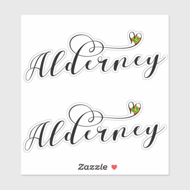 Alderney Flag Heart, Channel Islands Sticker (Sheet)