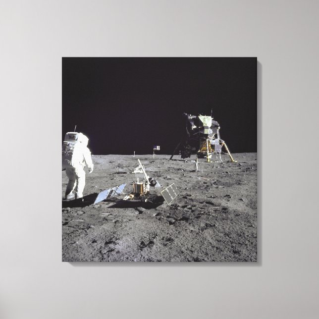 Aldrin Looks Back at Tranquility Base Canvas Print (Front)