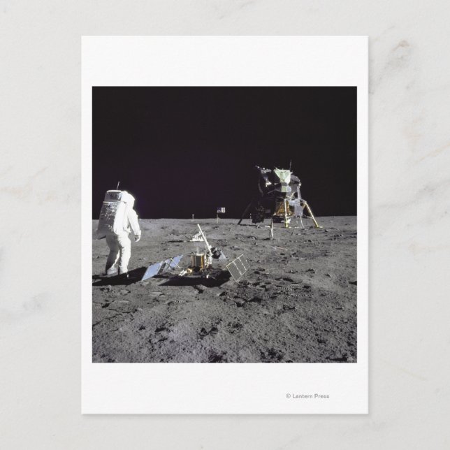 Aldrin Looks Back at Tranquility Base Postcard (Front)