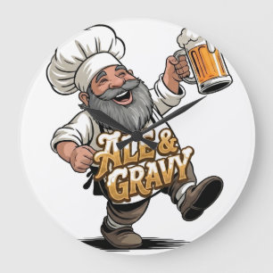 Ale & Gravy Logo Design featuring a Jolly Chef Large Clock