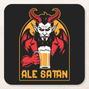 Ale Satan - Beer Drinking Square Paper Coaster