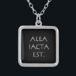 Alea Iacta Est Silver Plated Necklace<br><div class="desc">Alea Iacta Est. The die is cast. A latin quote of wisdom and philosophy that is still valid and true today.</div>