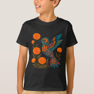 Alebrije Hummingbird Flower Mexican Folk Art Bird T-Shirt